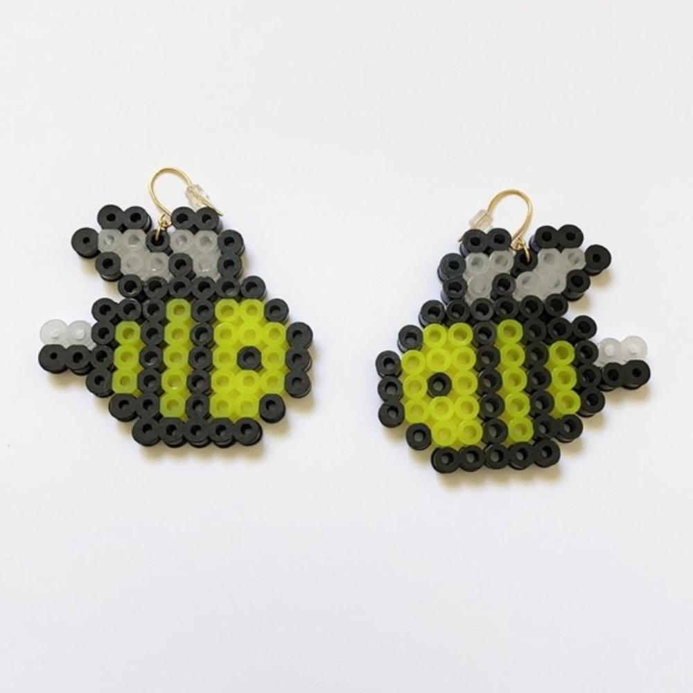 Bumble Bee Fuse Beads Earrings. New